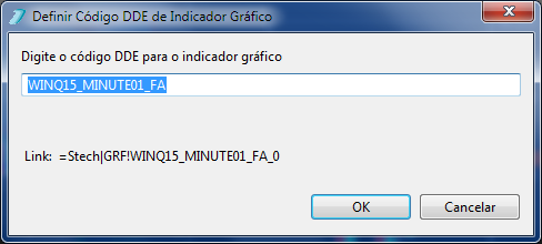 Tela para definição do código DDE / RTD do indicador selecionado.