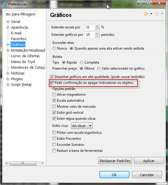 Configuração de mensagem de confirmação ao excluir indicadores e objetos_imagem janela preferências