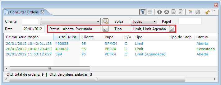 Cesta de ordens_imagem mais de um status